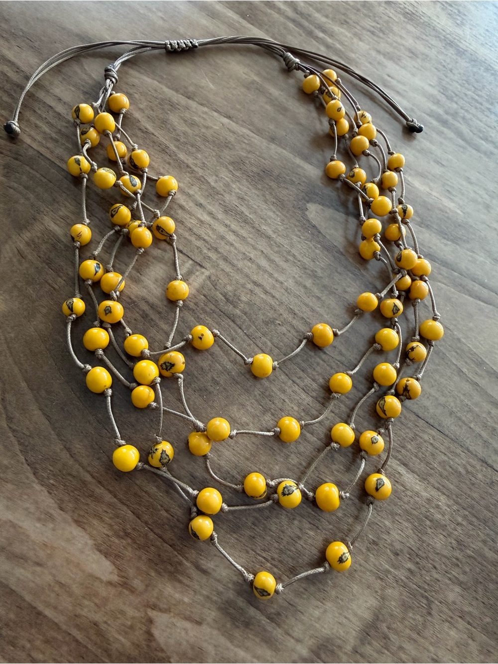 ACAI Bead Beaded Necklace Artisan Handmade Tagua Bella yellow unique jewelry nwt